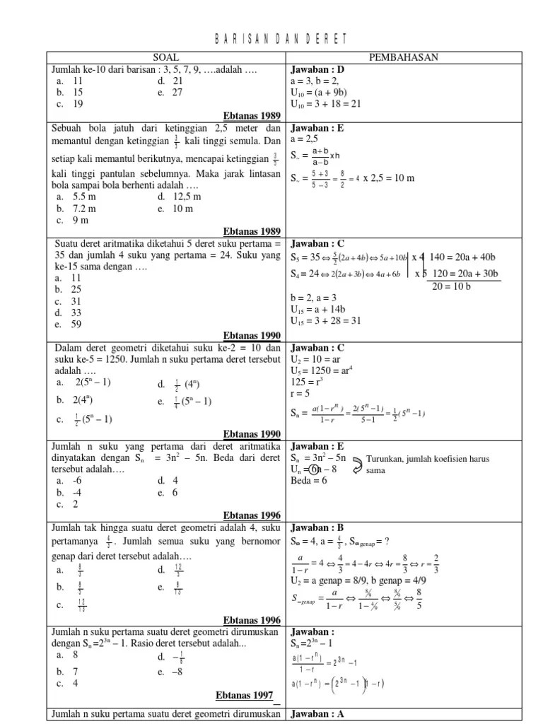 Detail Contoh Soal Deret Aritmatika Dan Geometri Nomer 23