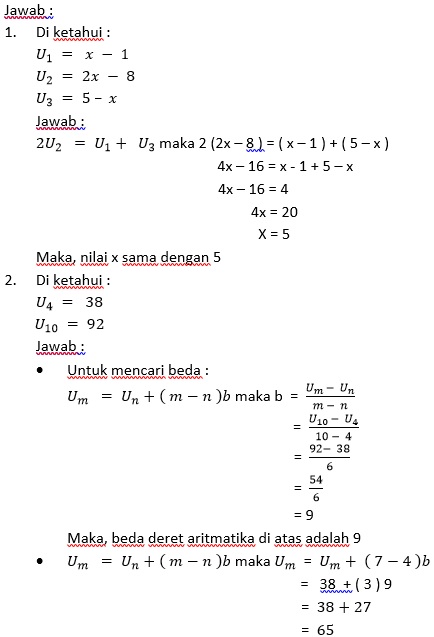 Detail Contoh Soal Deret Aritmatika Dan Geometri Nomer 4