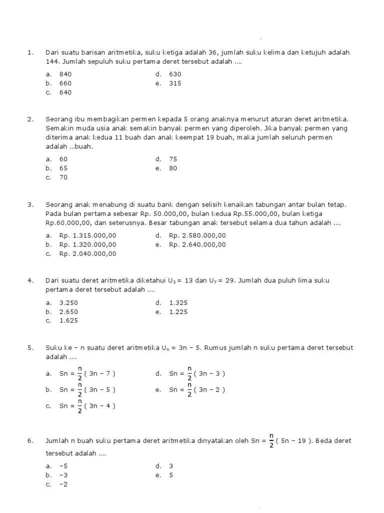 Detail Contoh Soal Deret Aritmatika Dan Geometri Nomer 51