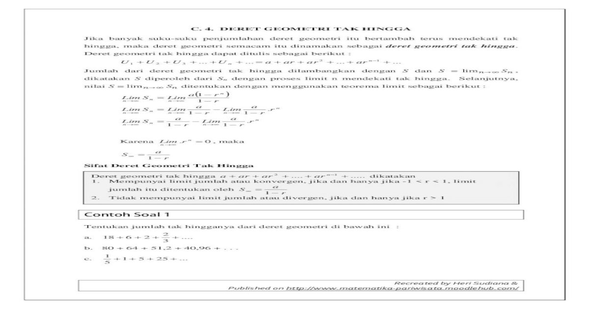 Detail Contoh Soal Deret Geometri Tak Hingga Nomer 43