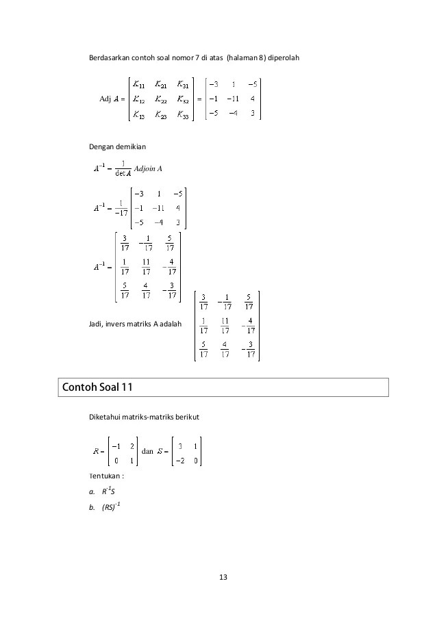 Detail Contoh Soal Determinan Matriks Ordo 3x3 Nomer 18