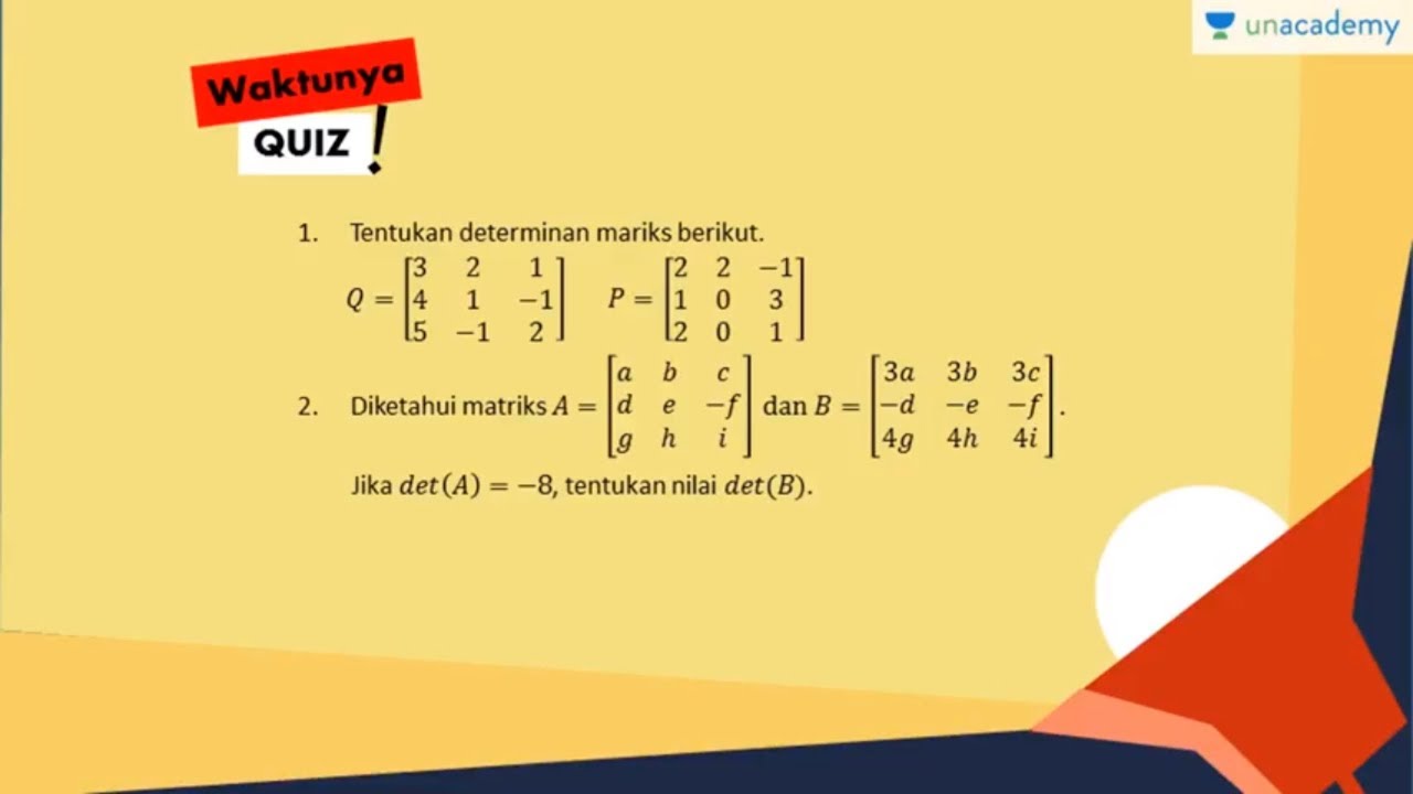 Detail Contoh Soal Determinan Matriks Ordo 3x3 Nomer 40