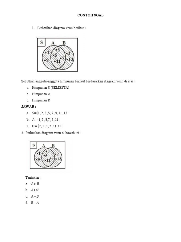 Detail Contoh Soal Diagram Venn 3 Himpunan Nomer 50