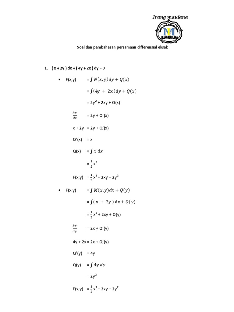 Detail Contoh Soal Diferensial Nomer 33