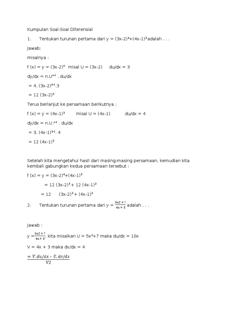 Detail Contoh Soal Diferensial Nomer 41