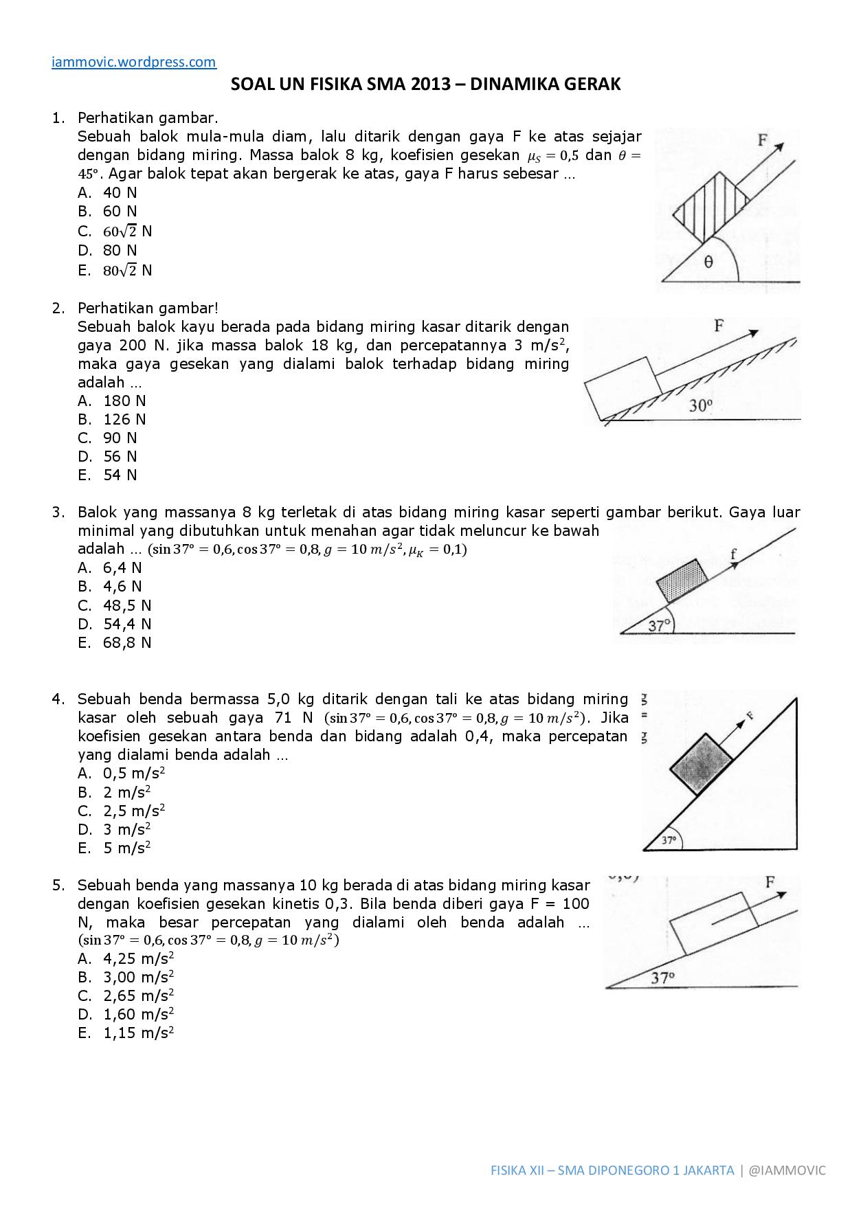 Detail Contoh Soal Dinamika Nomer 33