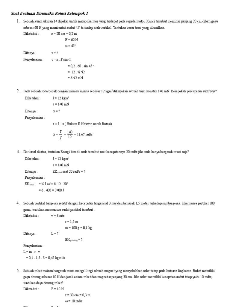 Detail Contoh Soal Dinamika Rotasi Dan Penyelesaiannya Nomer 11