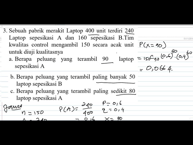 Detail Contoh Soal Distribusi Binomial Nomer 15