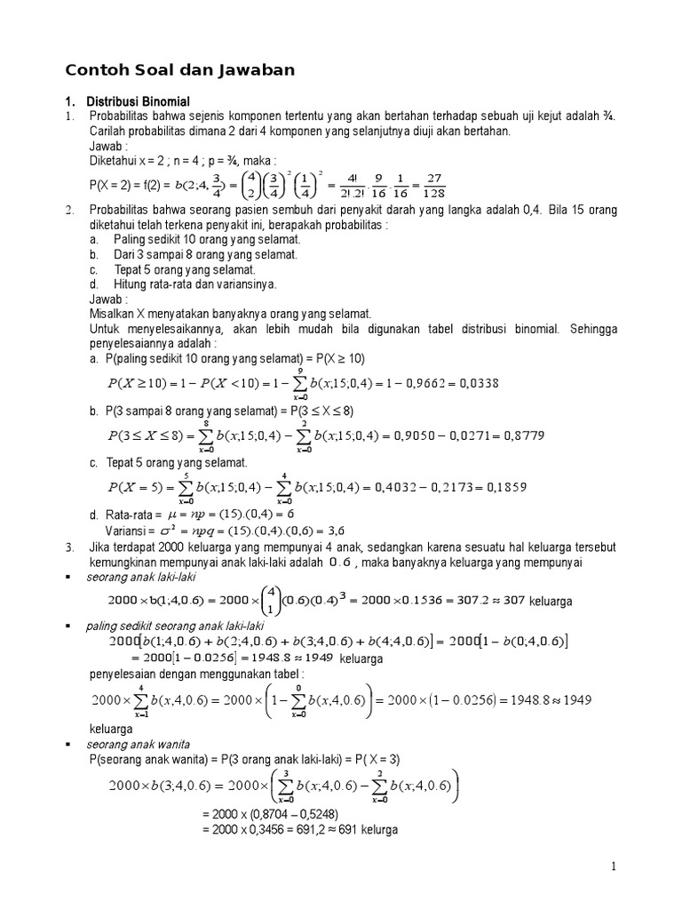 Detail Contoh Soal Distribusi Probabilitas Nomer 8