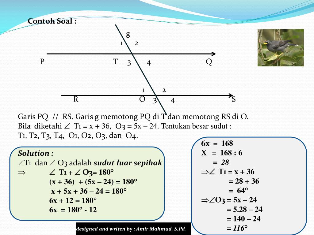 Detail Contoh Soal Dua Garis Sejajar Dipotong Oleh Garis Lain Nomer 29