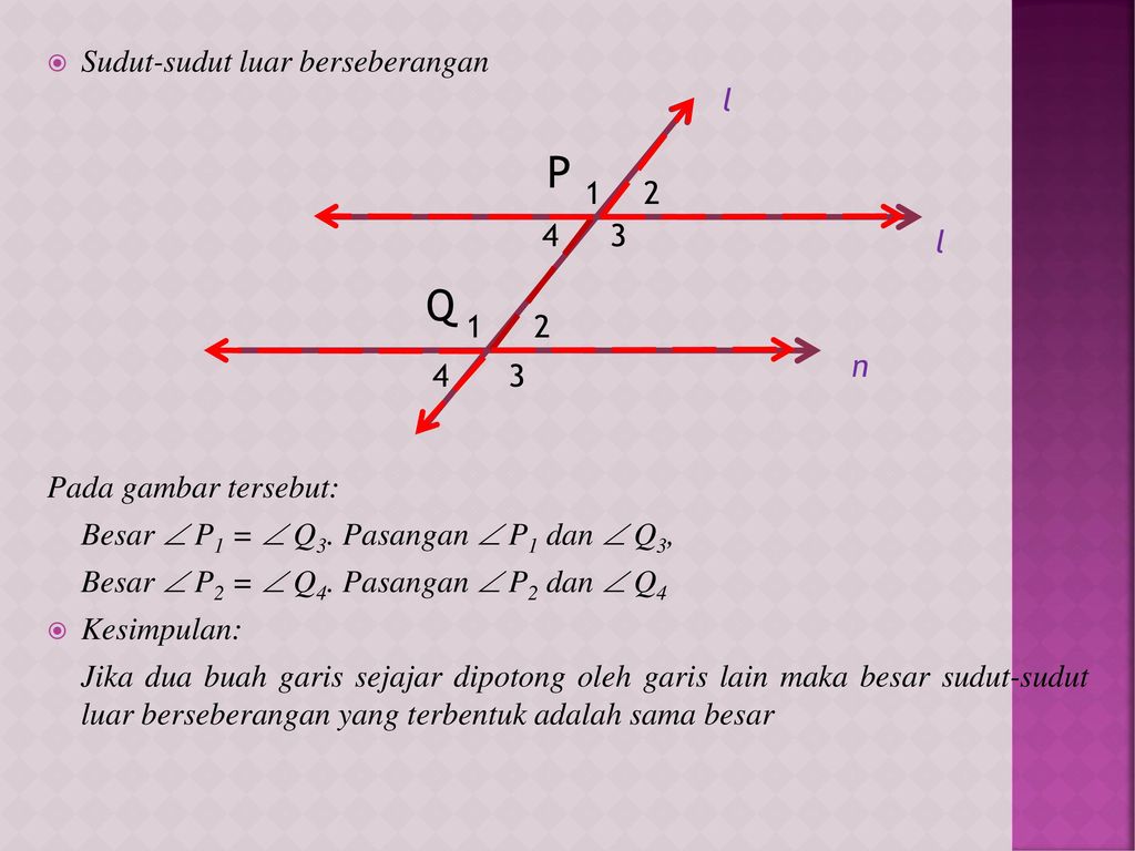 Detail Contoh Soal Dua Garis Sejajar Dipotong Oleh Garis Lain Nomer 44