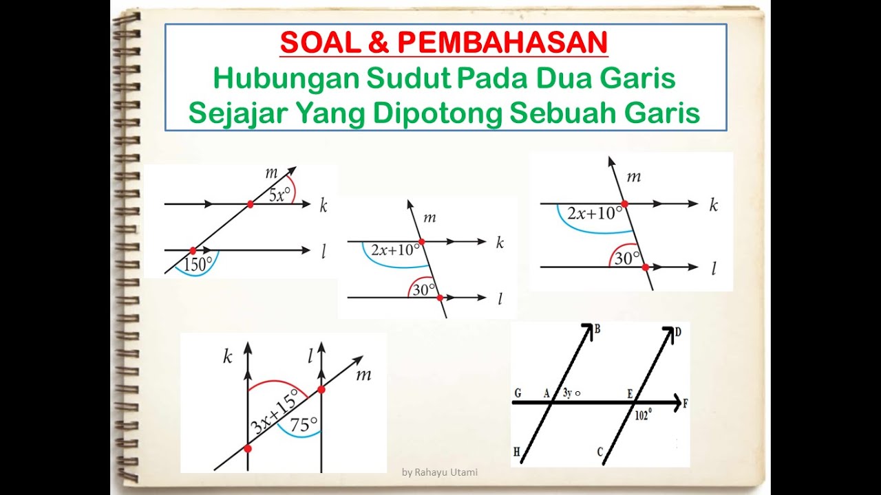 Detail Contoh Soal Dua Garis Sejajar Dipotong Oleh Garis Lain Nomer 8