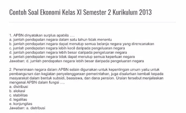 Contoh Soal Ekonomi Kelas 11 Semester 2: Panduan Lengkap