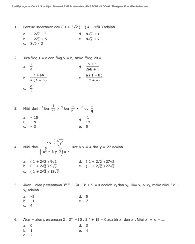 Detail Contoh Soal Eksponen Kelas 10 Nomer 37