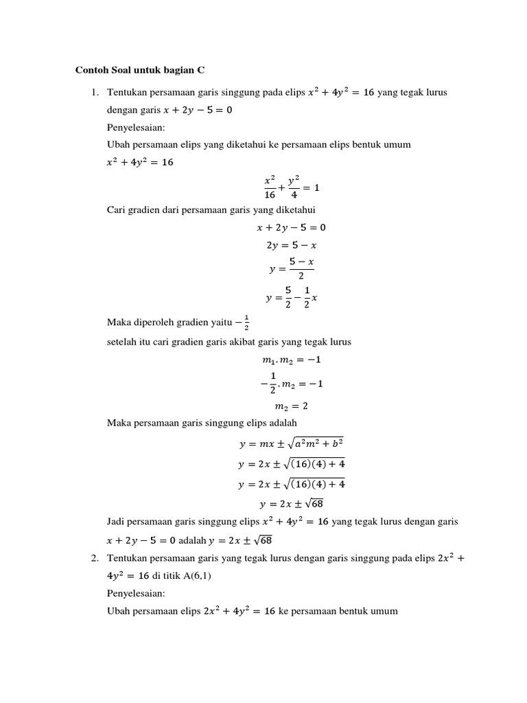 Detail Contoh Soal Elips Nomer 16