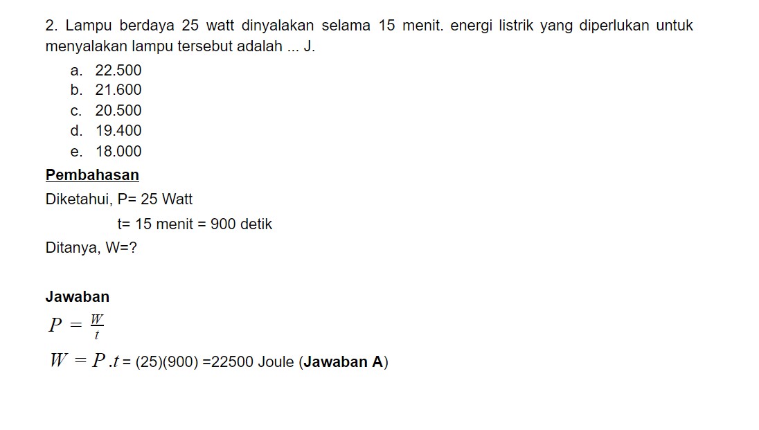 Detail Contoh Soal Energi Listrik Nomer 52