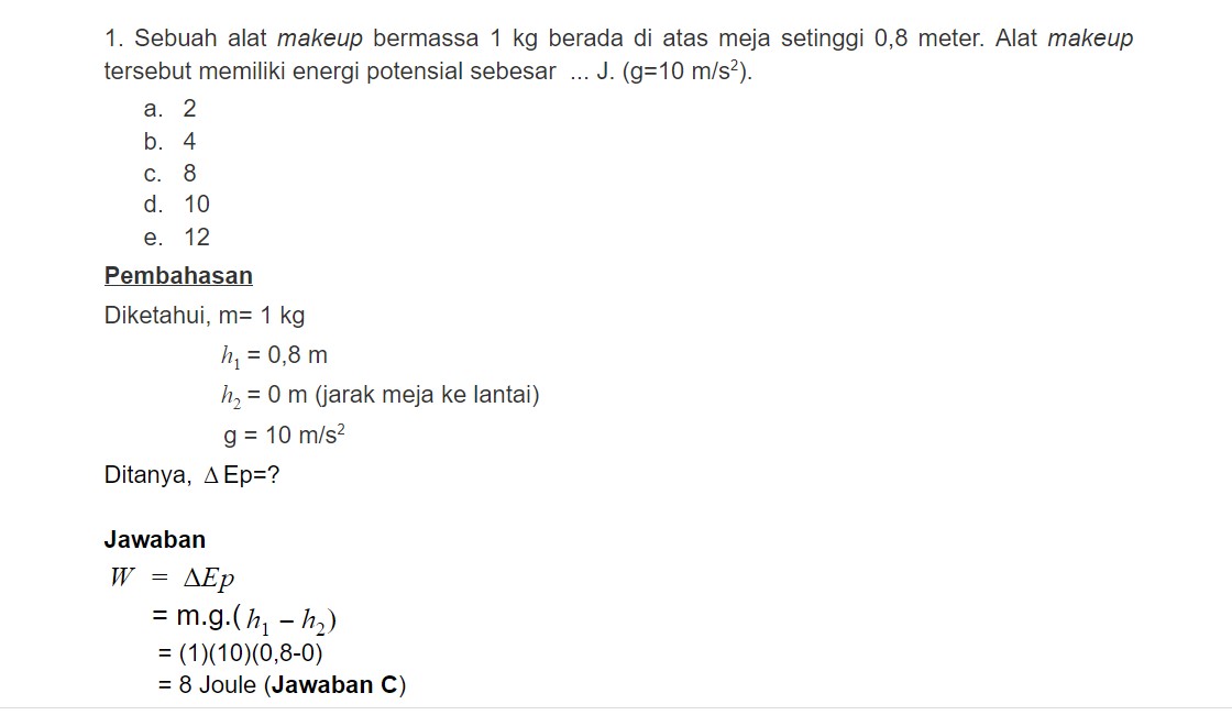 Detail Contoh Soal Energi Potensial Gravitasi Nomer 19