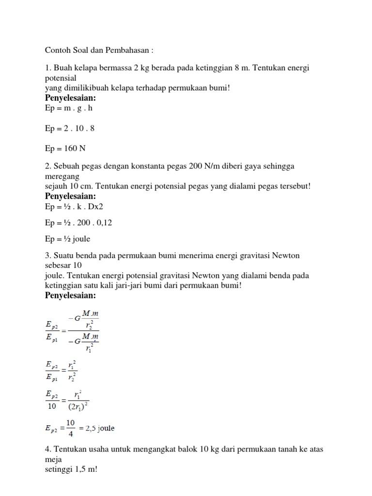 Detail Contoh Soal Energi Potensial Gravitasi Nomer 9