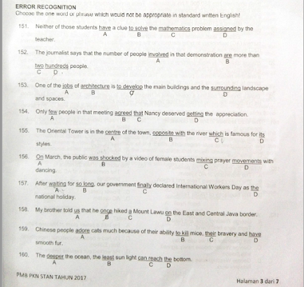 Detail Contoh Soal Error Recognition Nomer 10