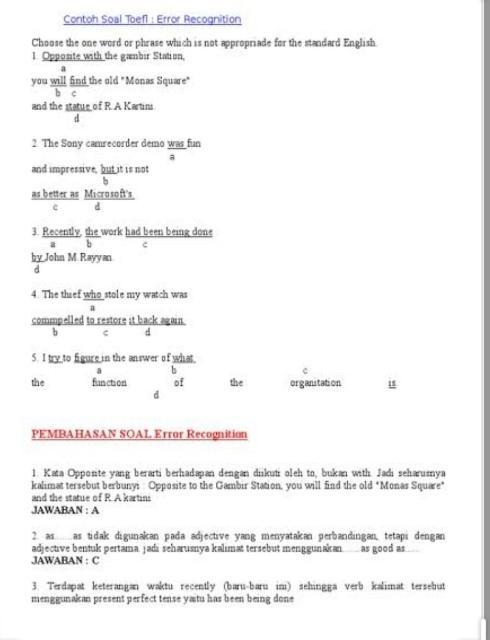 Detail Contoh Soal Error Recognition Nomer 11