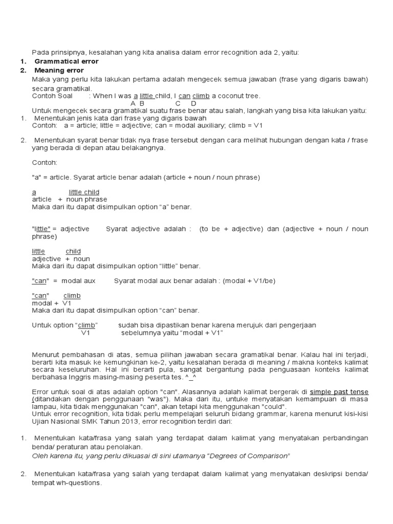 Detail Contoh Soal Error Recognition Nomer 2