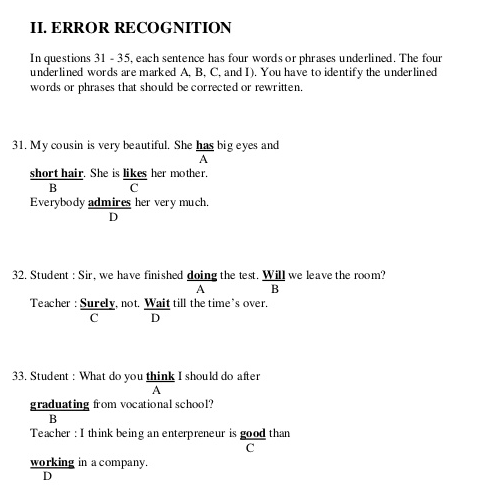 Detail Contoh Soal Error Recognition Nomer 6