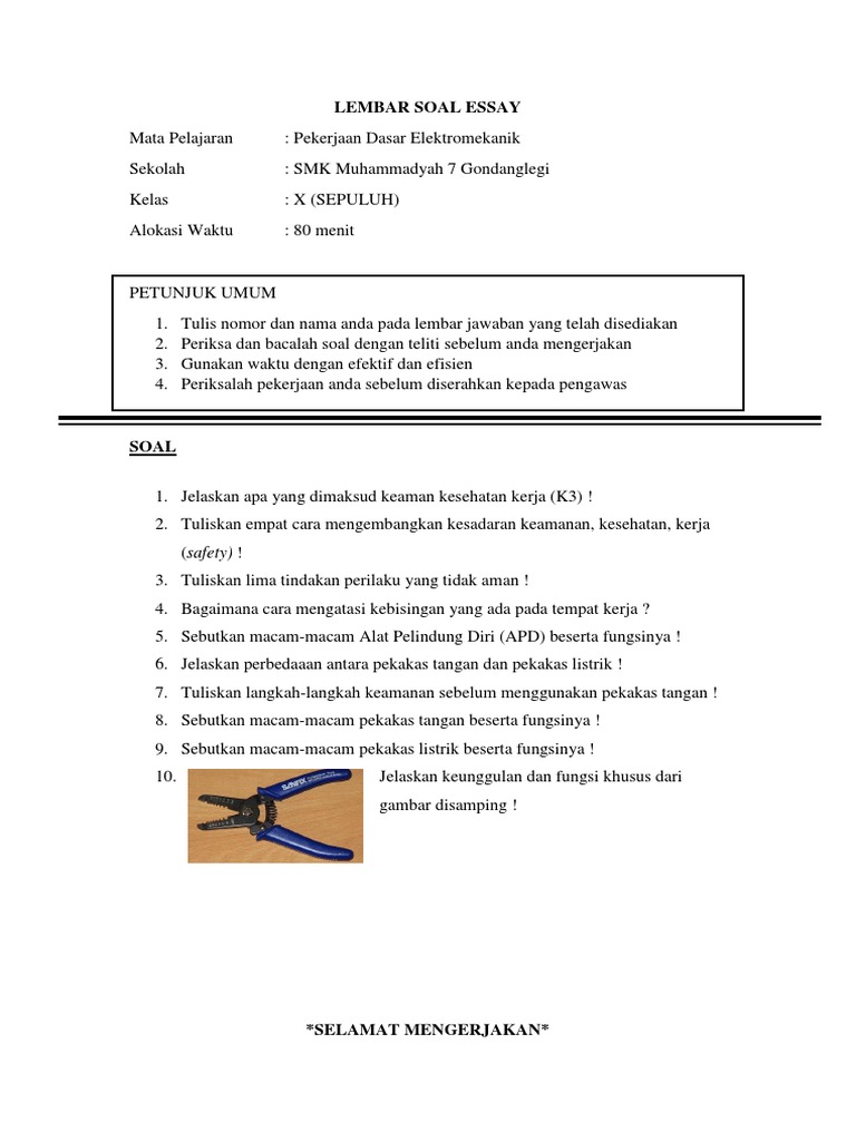 Detail Contoh Soal Esai Nomer 13