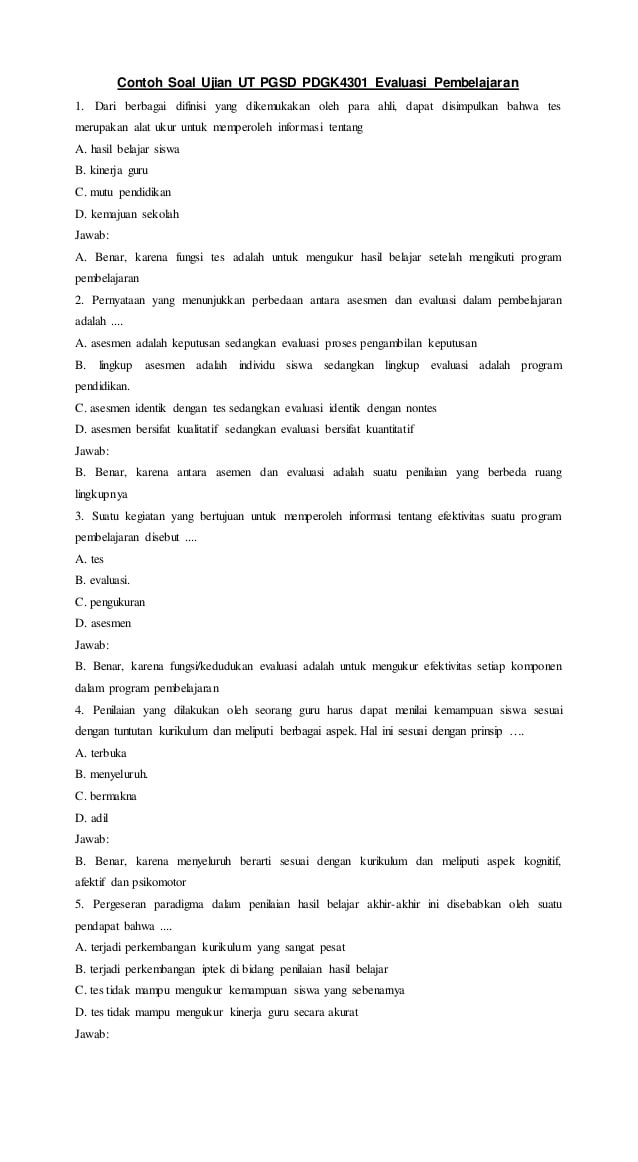 Detail Contoh Soal Evaluasi Nomer 11