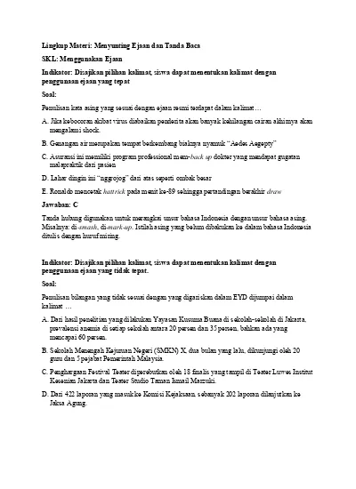 Detail Contoh Soal Eyd Nomer 33