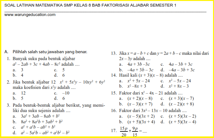 Detail Contoh Soal Faktorisasi Nomer 49