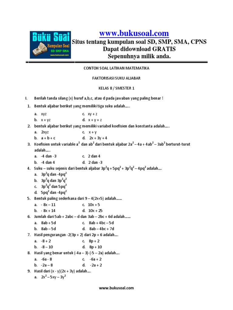 Detail Contoh Soal Faktorisasi Nomer 6