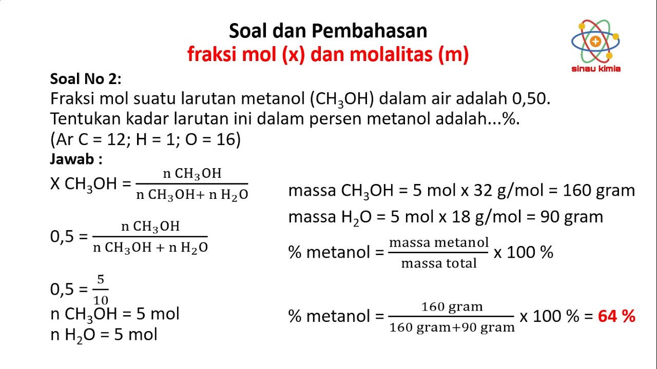 Detail Contoh Soal Fraksi Mol Nomer 3