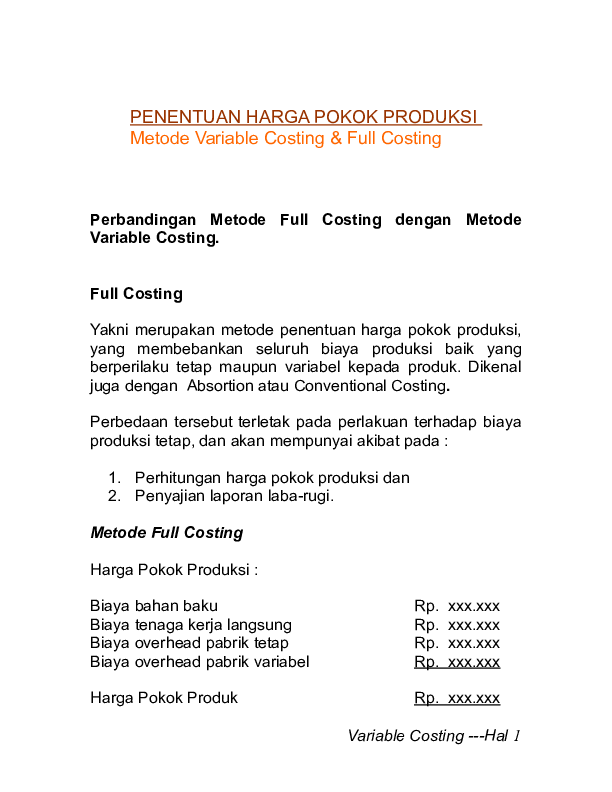 Detail Contoh Soal Full Costing Dan Variable Costing Nomer 20