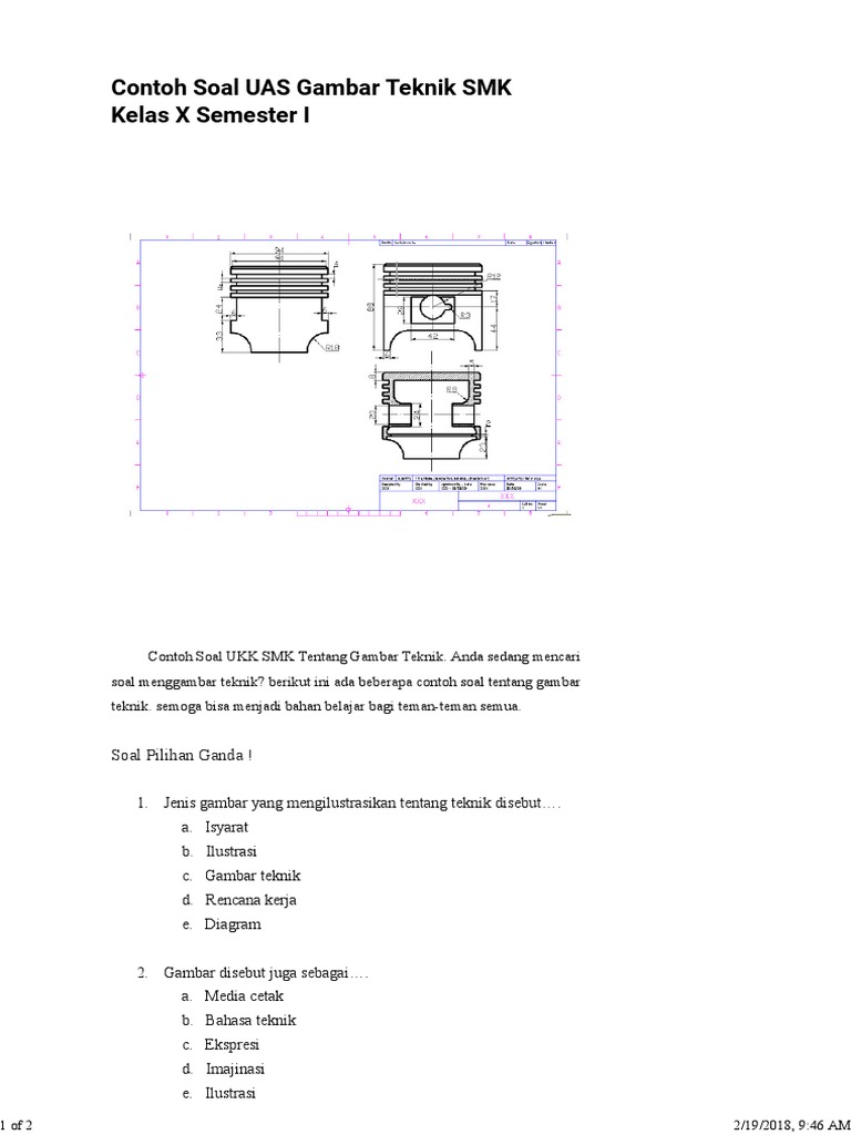 Detail Contoh Soal Gambar Teknik Nomer 13