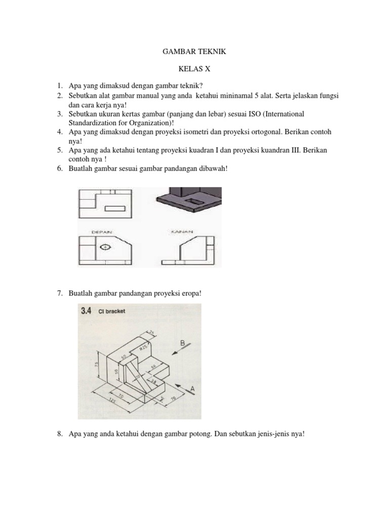 Detail Contoh Soal Gambar Teknik Nomer 9