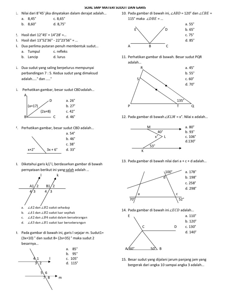 Detail Contoh Soal Garis Dan Sudut Nomer 10