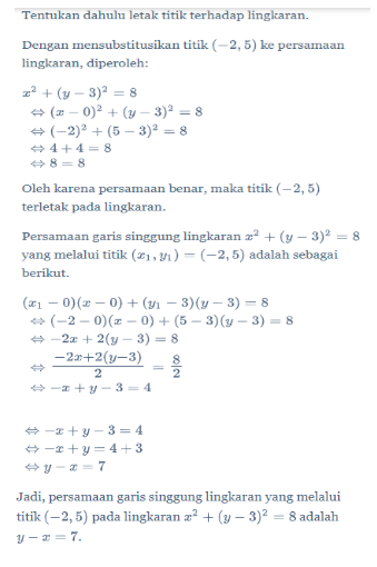 Detail Contoh Soal Garis Singgung Nomer 17