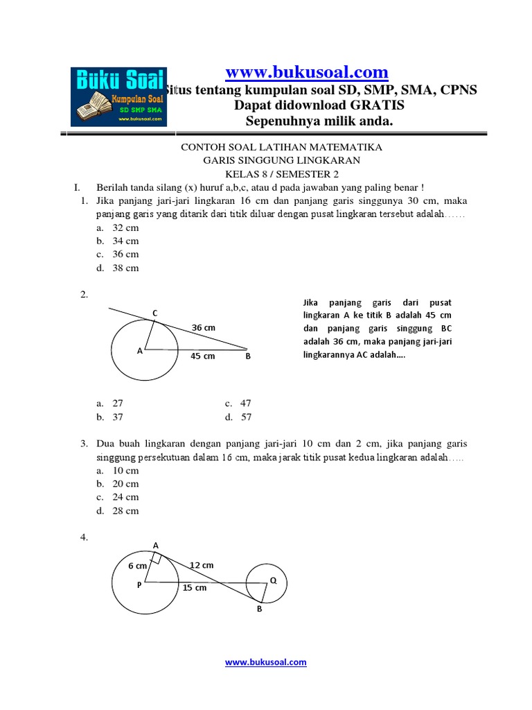 Detail Contoh Soal Garis Singgung Nomer 19