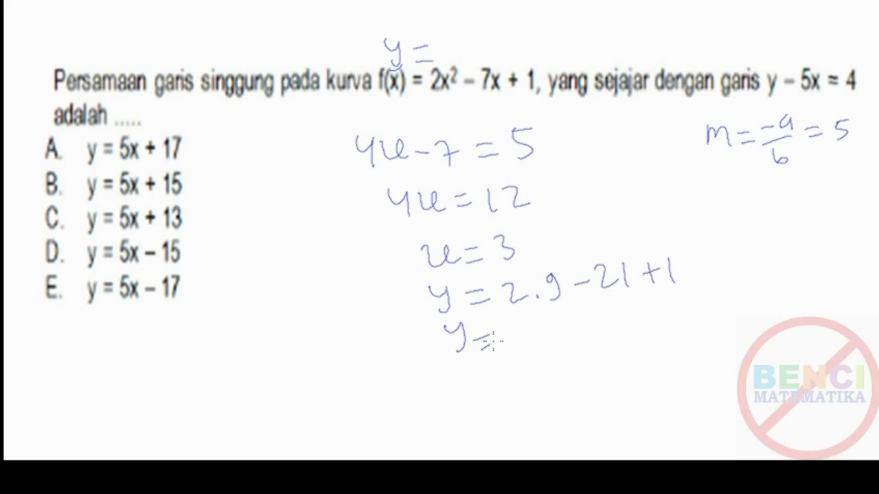 Detail Contoh Soal Garis Singgung Nomer 21