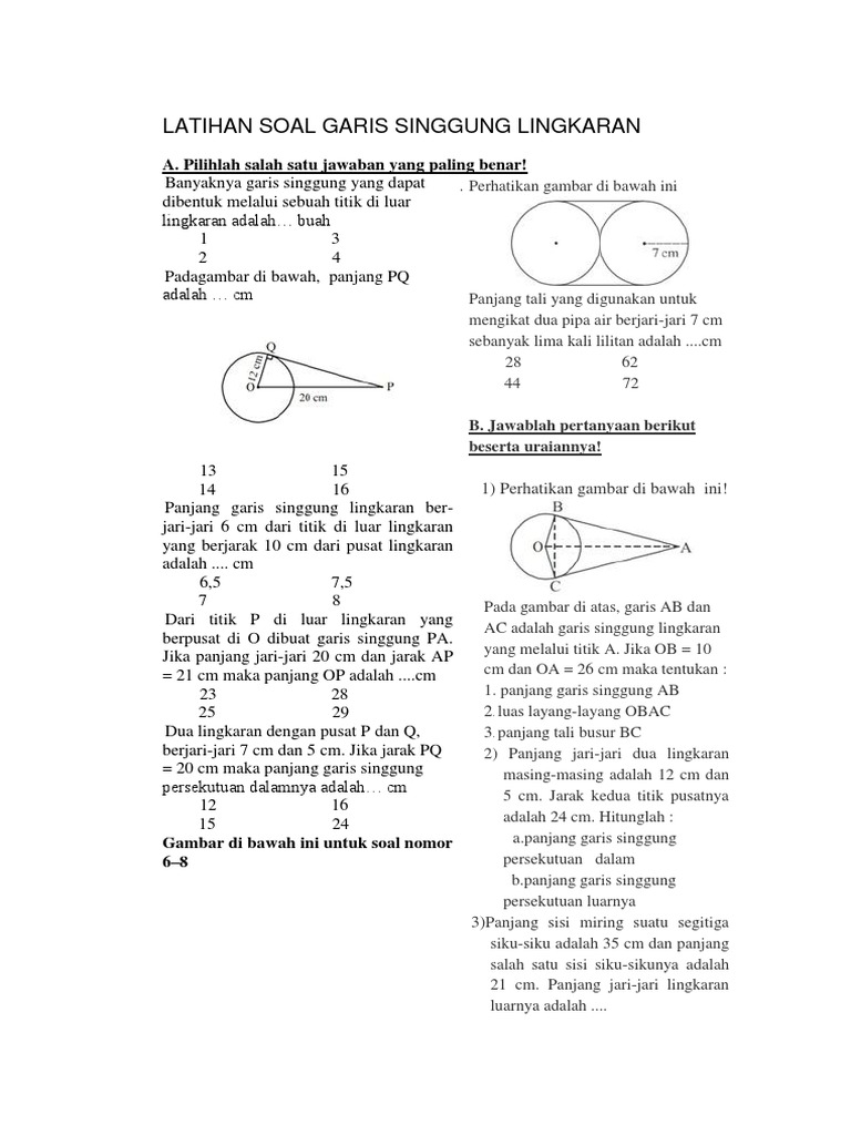 Detail Contoh Soal Garis Singgung Nomer 30