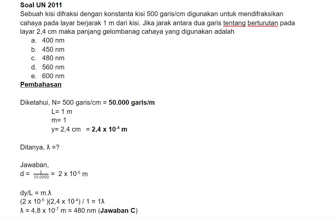 Detail Contoh Soal Gelombang Cahaya Nomer 5