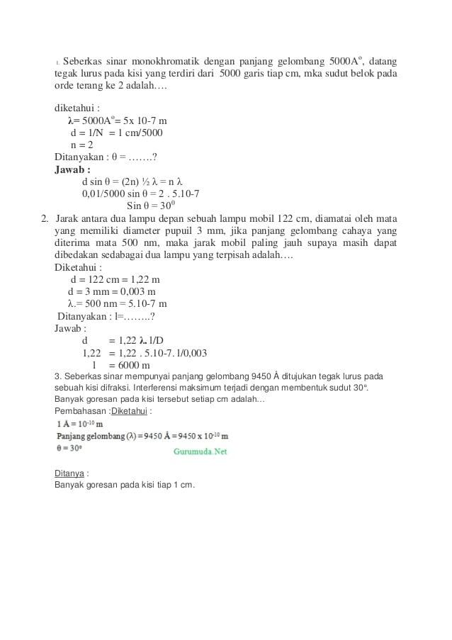 Detail Contoh Soal Gelombang Cahaya Nomer 8