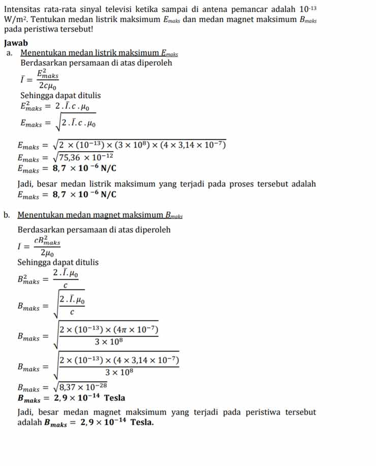 Contoh Soal Gelombang Elektromagnetik - KibrisPDR