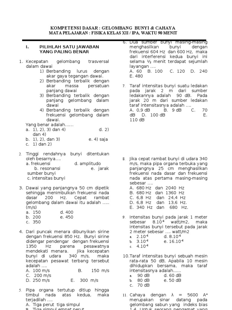 Detail Contoh Soal Gelombang Kelas 11 Nomer 31