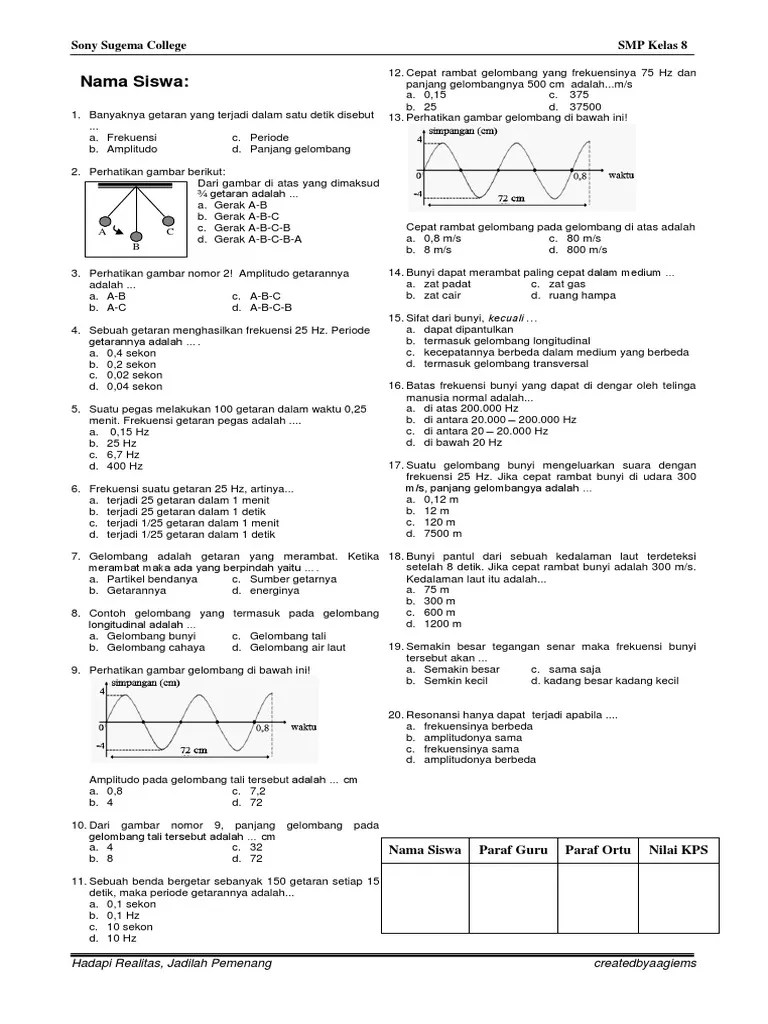 Detail Contoh Soal Gelombang Kelas 11 Nomer 46