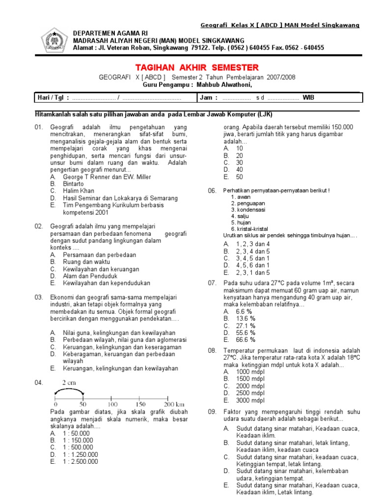 Detail Contoh Soal Geografi Nomer 12