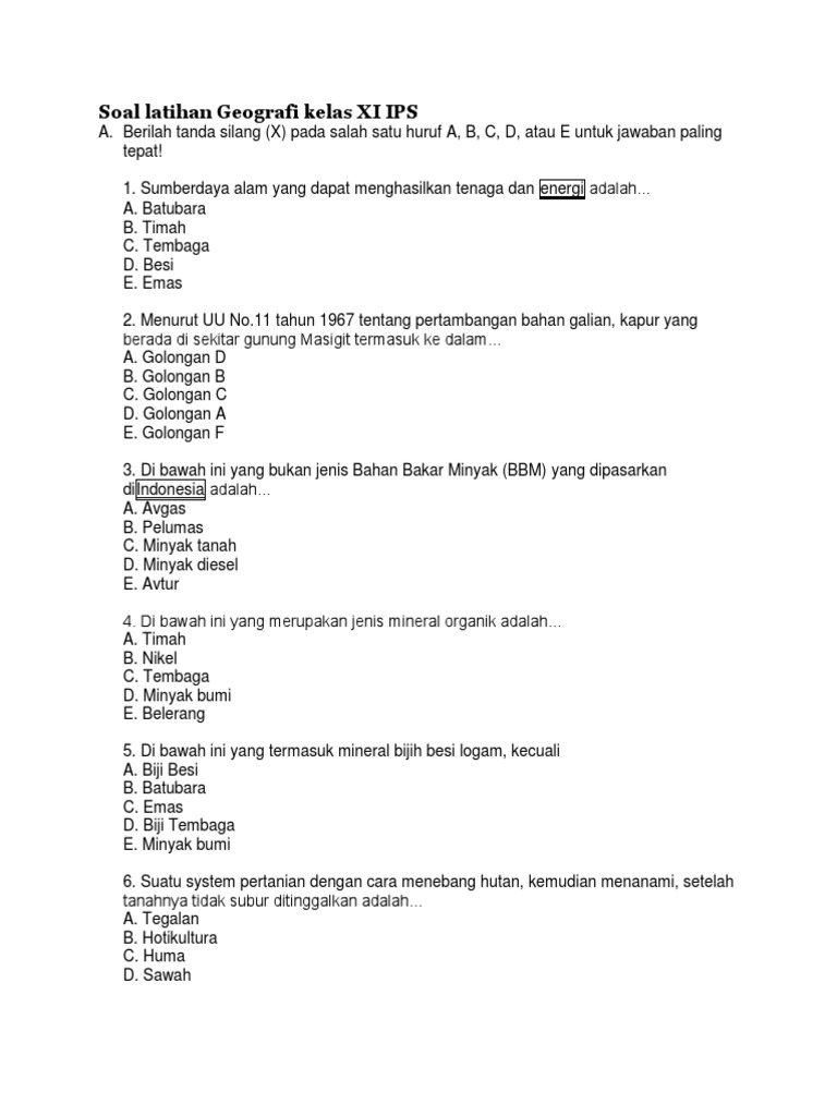 Detail Contoh Soal Geografi Nomer 51