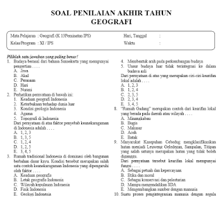 Contoh Soal Geografi Kelas 11 Semester 2 Kurikulum 2013 - KibrisPDR