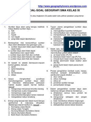 Detail Contoh Soal Geografi Kelas 11 Semester 2 Kurikulum 2013 Nomer 2