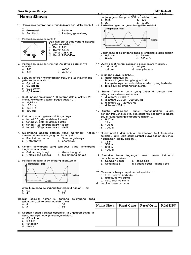 Detail Contoh Soal Getaran Dan Gelombang Nomer 8